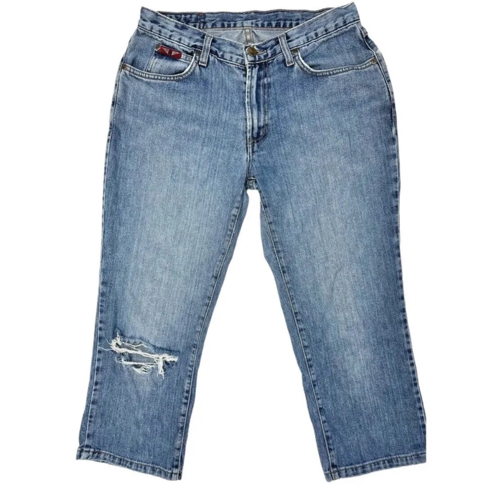 Vintage 90s Crop Jeans Mid Rise Distressed Denim Size 30